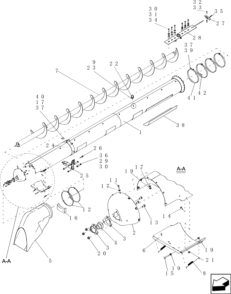 Схема запчастей Case IH 7130 - (80.180.16) - UNLOADER TUBE ASSEMBLY, 21 FEET (80) - CROP STORAGE/UNLOADING