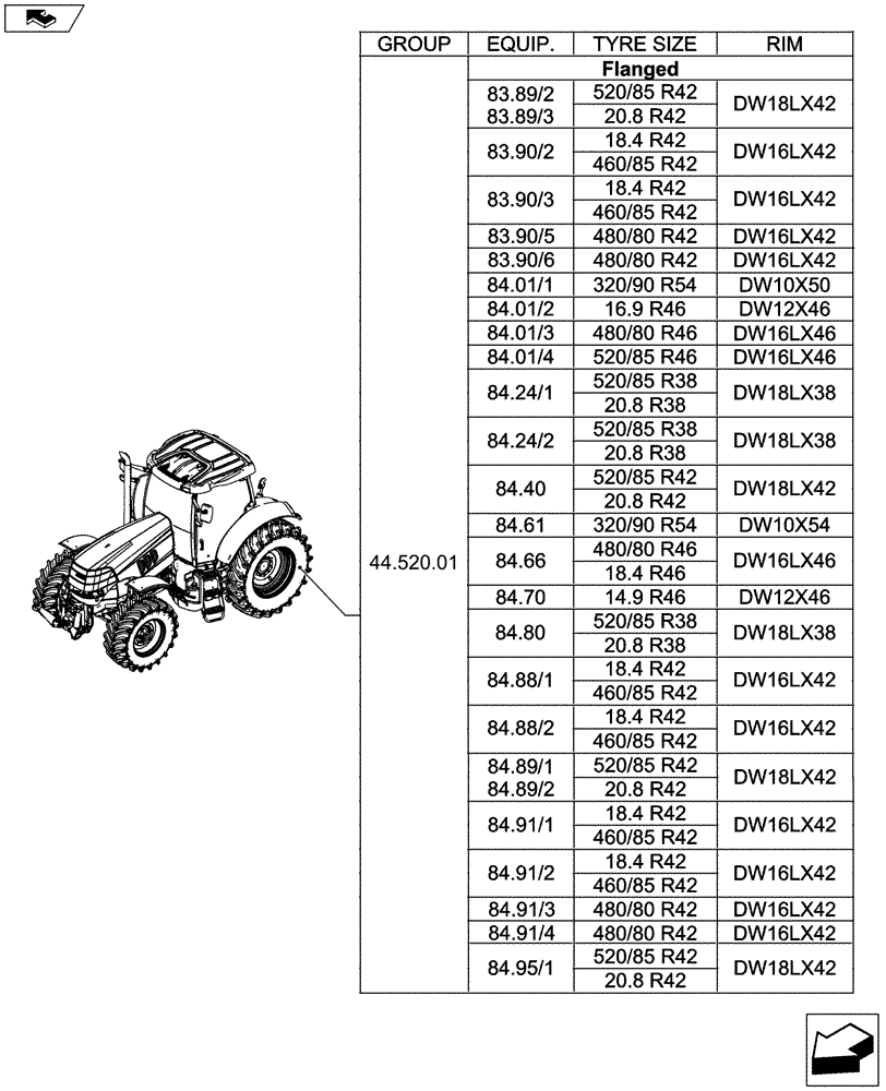 Схема запчастей Case IH PUMA 230 - (44.000.00[03]) - PICTORIAL INDEX - AXLE AND WHEELS (44) - WHEELS