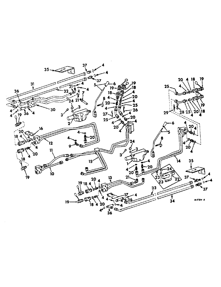 Схема запчастей Case IH 2544 - (F-41) - HYDRAULICS SYSTEM, AUXILIARY HYDRAULIC VALVES AND TUBES, FARMALL TRACTORS WITH S/N 14689 AND BELOW (07) - HYDRAULIC SYSTEM