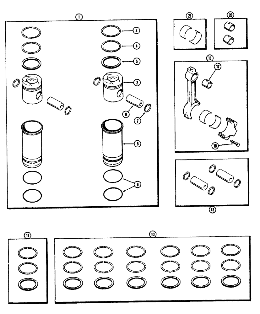 Схема запчастей Case IH 1370 - (034) - PISTON ASSEMBLY AND CONNECTING RODS, 504BDT, DIESEL ENGINE (02) - ENGINE