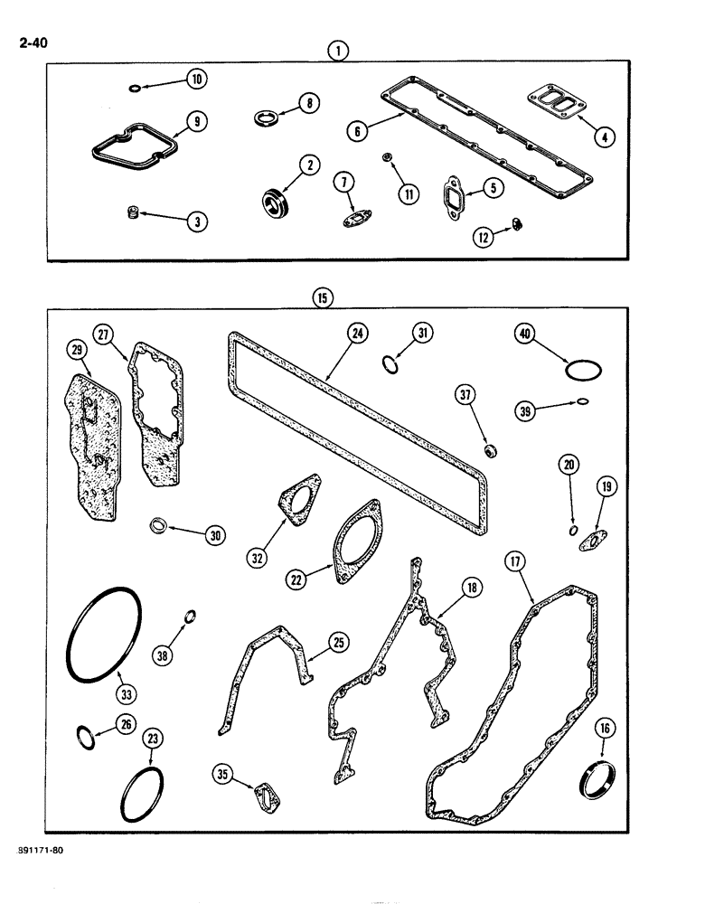 Схема запчастей Case IH 1896 - (2-40) - GASKET KITS, 6T-590 ENGINE, VALVE GRIND (02) - ENGINE