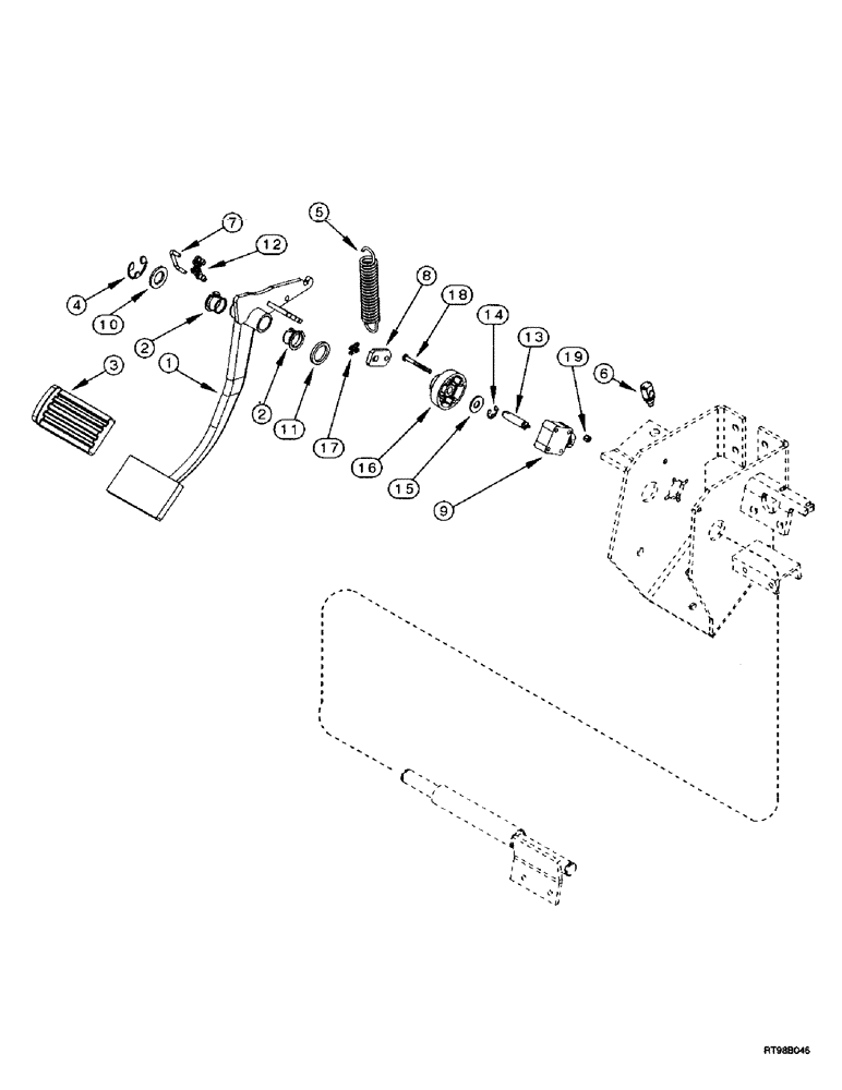 Схема запчастей Case IH MX270 - (6-082) - PEDAL, INCHING (06) - POWER TRAIN