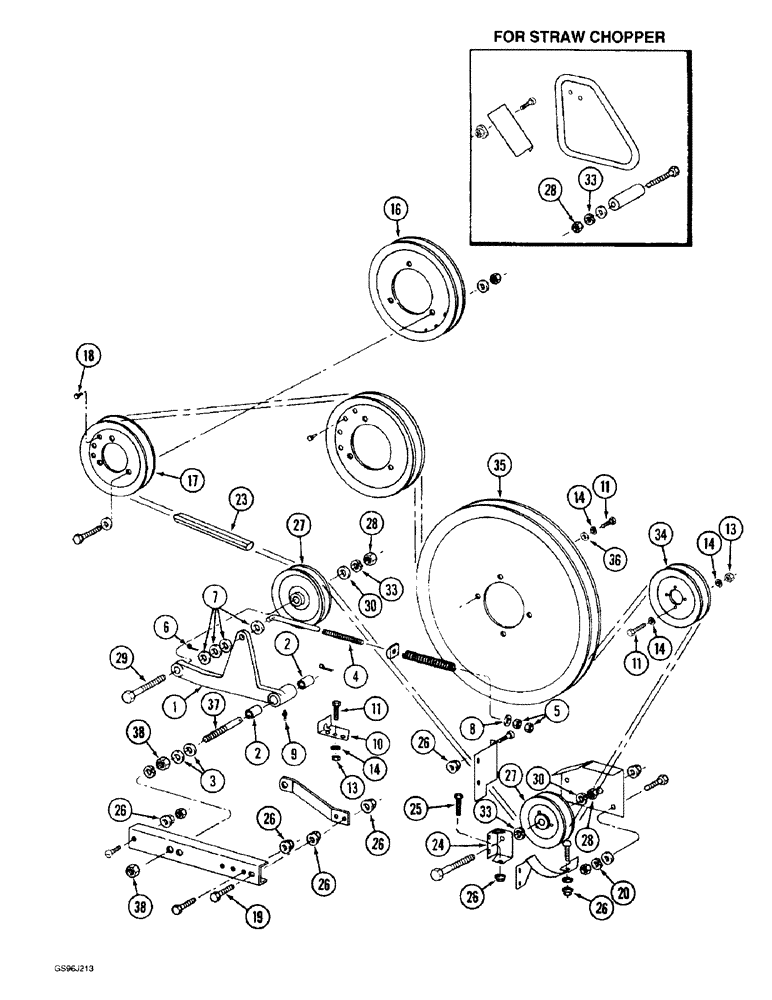 Схема запчастей Case IH 1660 - (9A-04) - BELT DRIVE, RIGHT HAND SIDE (13) - FEEDER