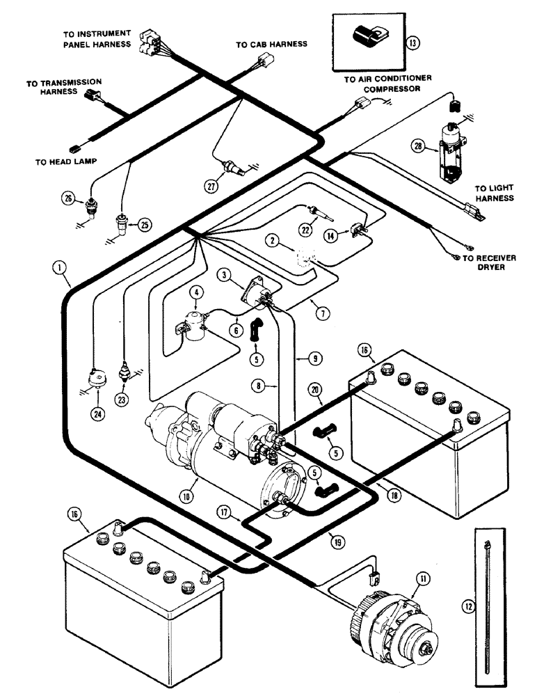 Схема запчастей Case IH 2870 - (088) - ENGINE WIRING, USED P.I.N. 8825418 TO 8827735 (04) - ELECTRICAL SYSTEMS