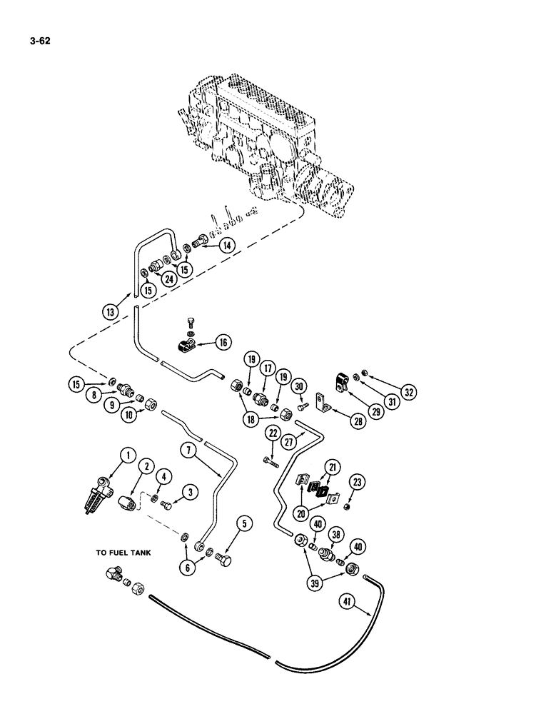 Схема запчастей Case IH 4994 - (3-62) - FUEL LINES, 866 CUBIC INCH DIESEL ENGINE (03) - FUEL SYSTEM