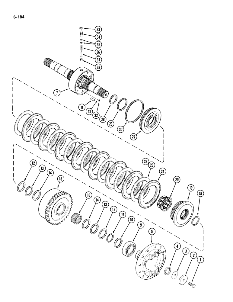 Схема запчастей Case IH 4994 - (6-184) - 8 INCH (203 MM) CLUTCH ASSEMBLY (06) - POWER TRAIN