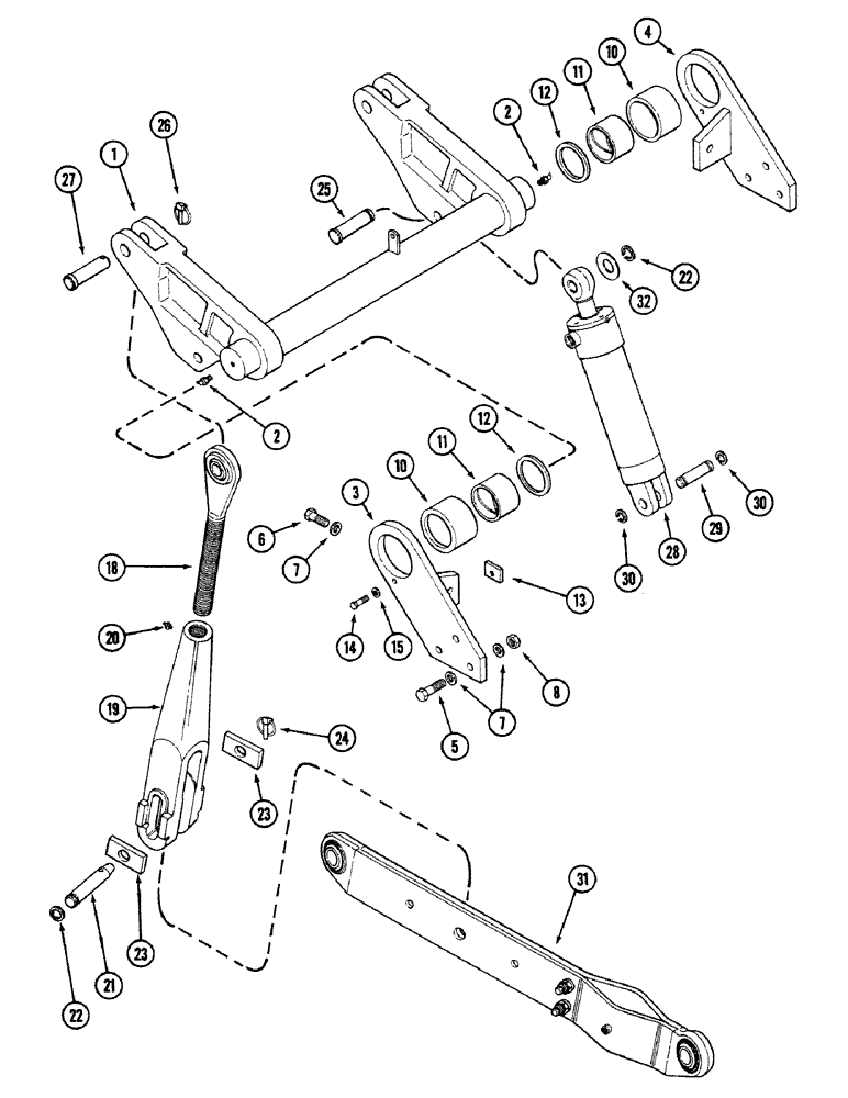 Схема запчастей Case IH 4694 - (9-380) - THREE POINT HITCH, LIFT LINKS AND ROCKSHAFT (09) - CHASSIS/ATTACHMENTS