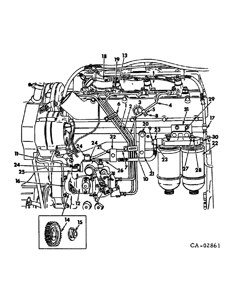 Схема запчастей Case IH D-239 - (D-26) - FUEL INJECTION PUMP AND CONNECTIONS 