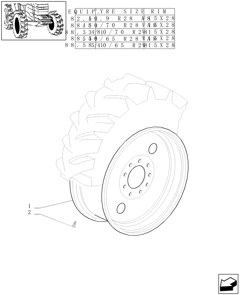 Схема запчастей Case IH PUMA 210 - (82.00[01]) - 4WD DRIVING WHEELS (11) - WHEELS/TRACKS