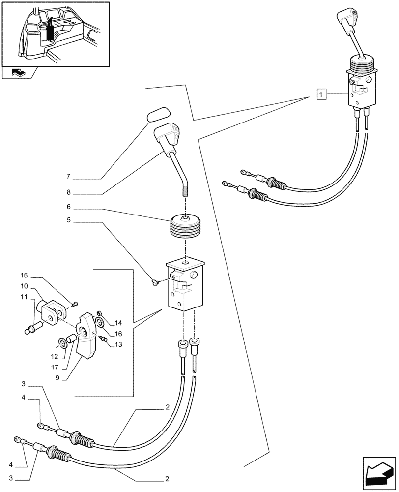 Схема запчастей Case IH MAXXUM 120 - (1.96.2/10A) - JOYSTICK FOR MIDMOUNT (NA) - BREAKDOWN (VAR.331560-332560-334560-331561-332561; 334820-335820 / 743746) (10) - OPERATORS PLATFORM/CAB