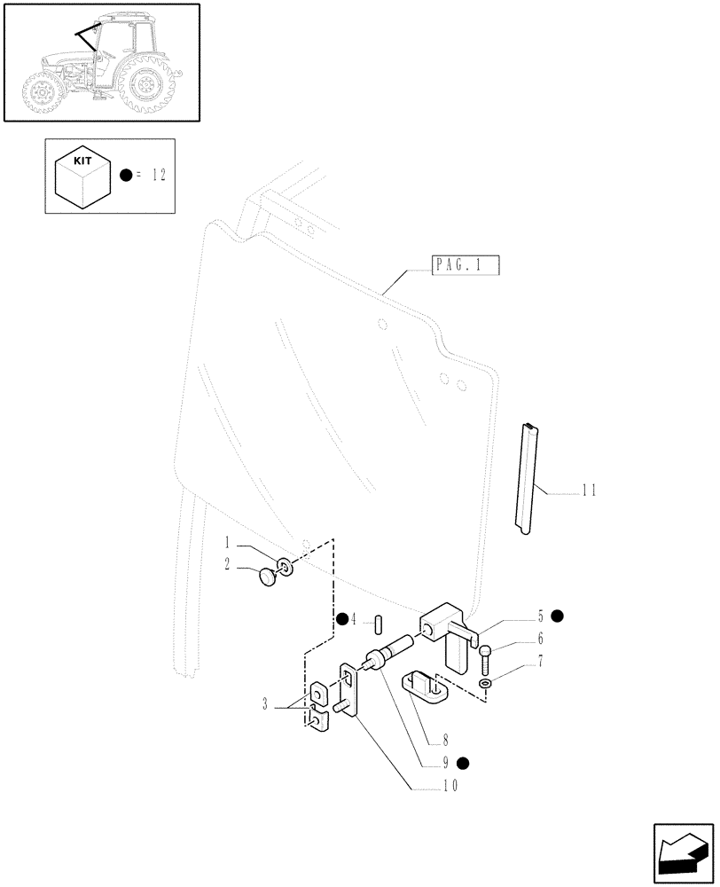 Схема запчастей Case IH JX1095C - (1.92.92/01[02]) - (VAR.640) HINGED WINDSHIELD - HANDLES (10) - OPERATORS PLATFORM/CAB