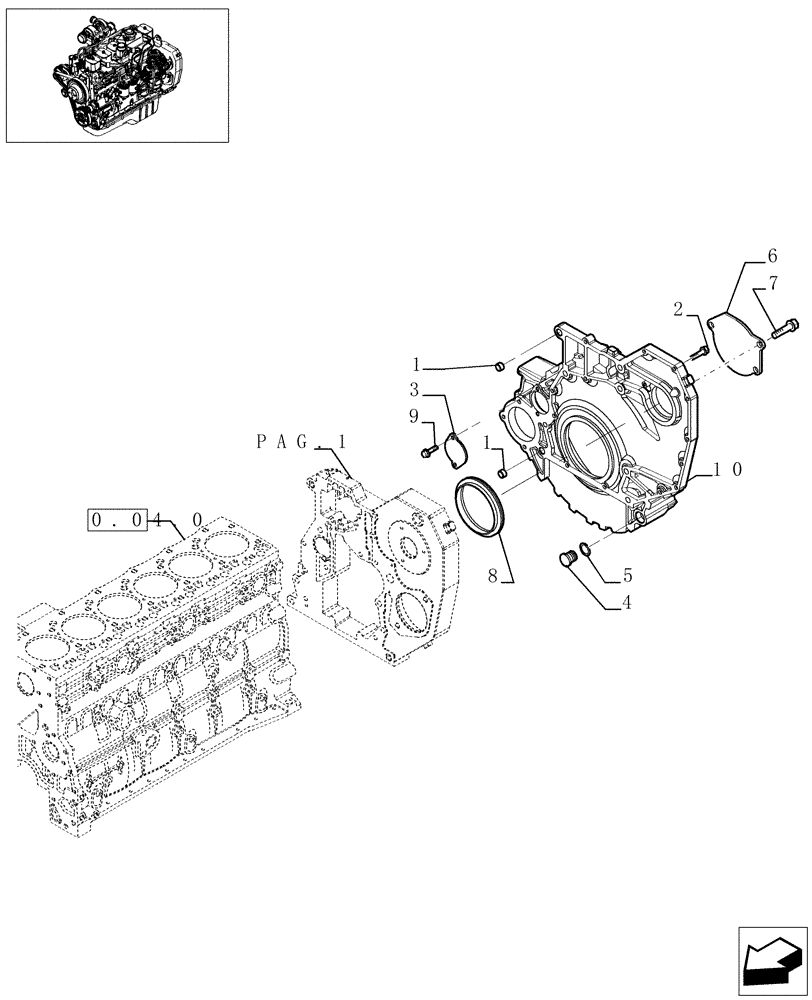 Схема запчастей Case IH F4GE0684C D600 - (0.04.3[03]) - CRANKCASE COVERS (504035060) 