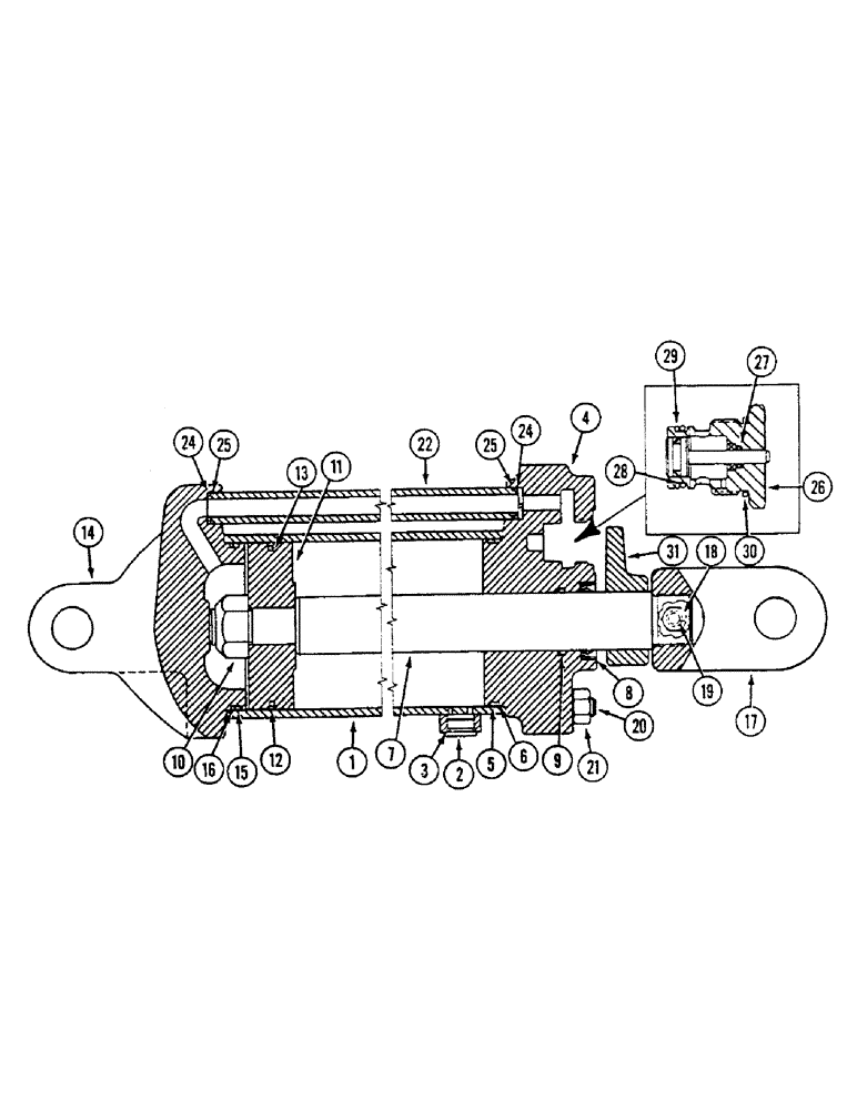 Схема запчастей Case IH 4500 - (8-080) - HYDRAULIC CYLINDER, WITH DUAL FRONT PORTS, 3-1/2 ID X 8 INCH STOKE, IH (08) - HYDRAULICS