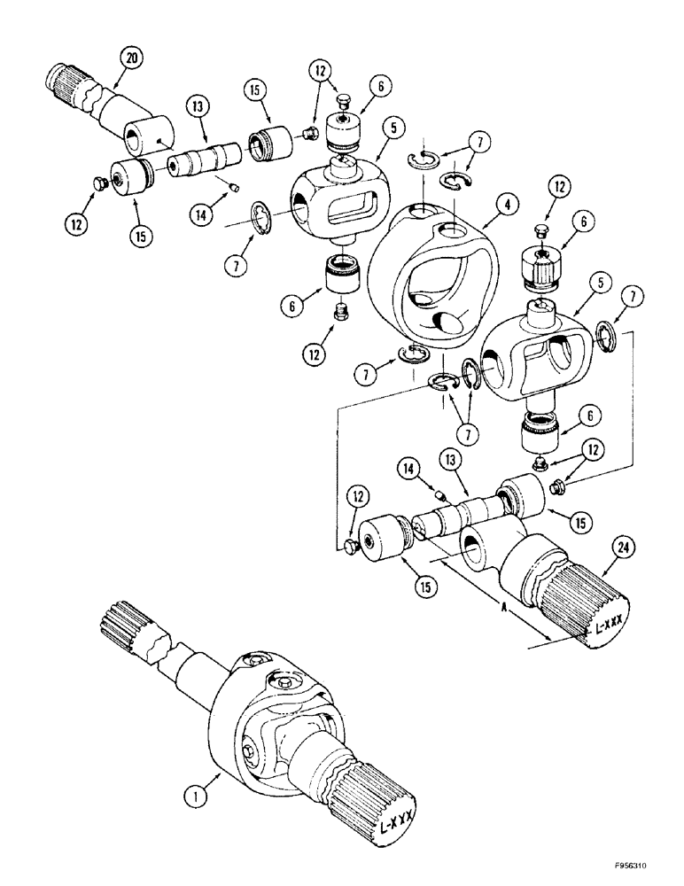 Схема запчастей Case IH 9350 - (6-162) - FRONT STEERABLE AXLE, AXLE SHAFT (06) - POWER TRAIN