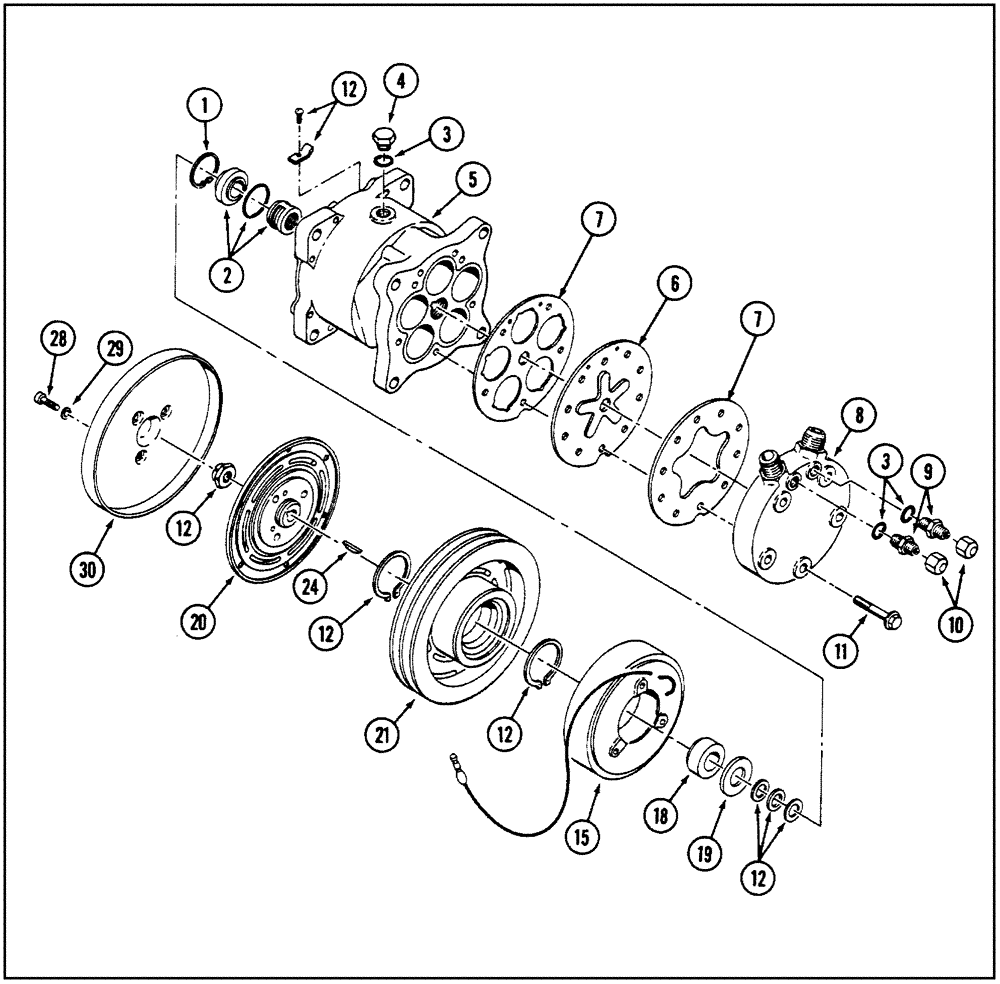 Схема запчастей Case IH 9240 - (9-122) - COMPRESSOR ASSEMBLY, AIR CONDITIONER, PRIOR TO P.I.N. JEE0031850 (09) - CHASSIS/ATTACHMENTS