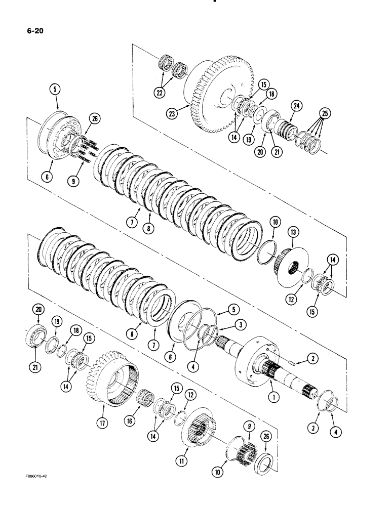 Схема запчастей Case IH STEIGER - (6-20) - TRANSMISSION, 8 INCH CLUTCH PACK (06) - POWER TRAIN