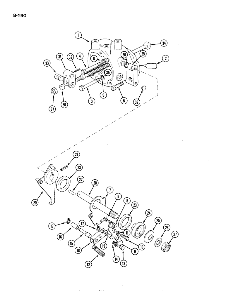 Схема запчастей Case IH 1194 - (8-190) - CONTROL HOUSING, TRACTORS WITH CAB (08) - HYDRAULICS