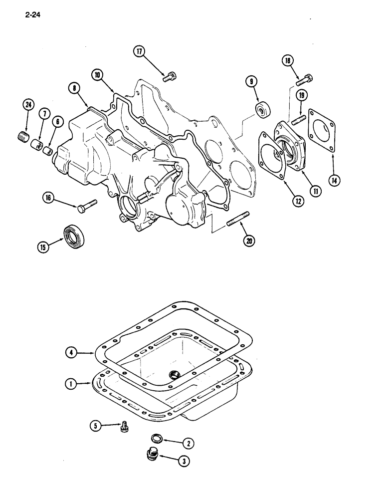 Схема запчастей Case IH 255 - (2-24) - OIL PAN AND FRONT GEAR COVER (02) - ENGINE