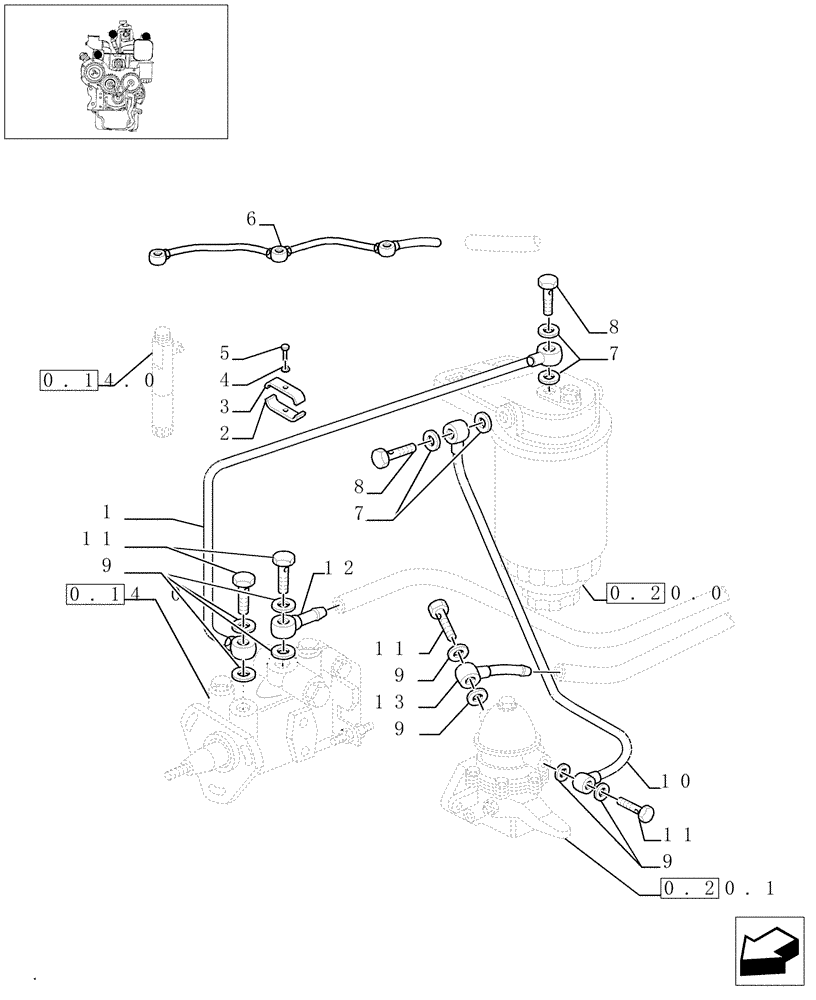 Схема запчастей Case IH JX55 - (0.20.3) - FUEL LINES (BEFORE S/N 13286) (01) - ENGINE