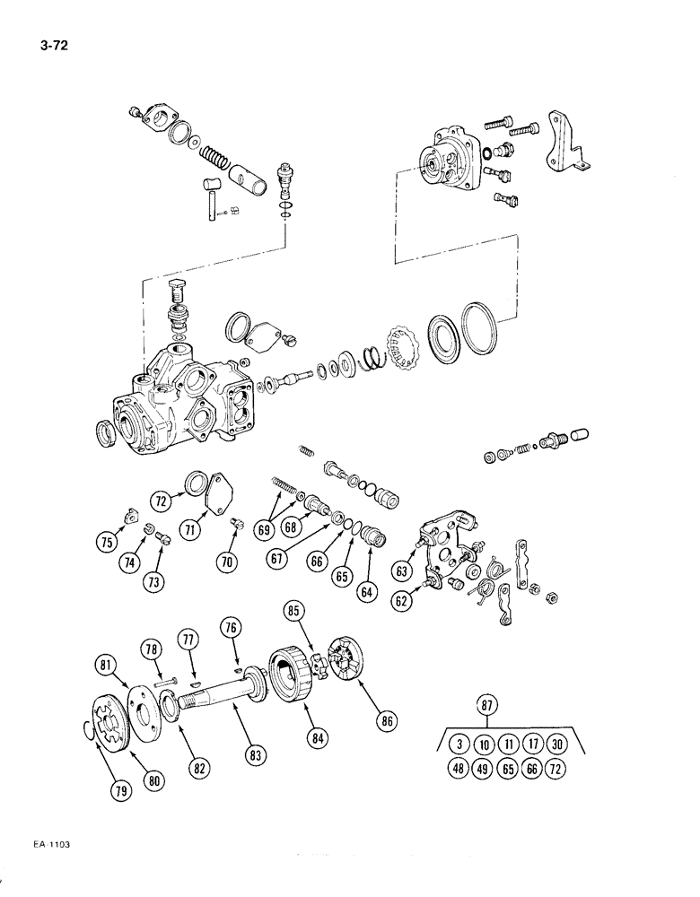 Схема запчастей Case IH 385 - (3-072) - FUEL INJECTION PUMP VA, BOSCH INJECTION C.R. PUMP (CONTD) (03) - FUEL SYSTEM