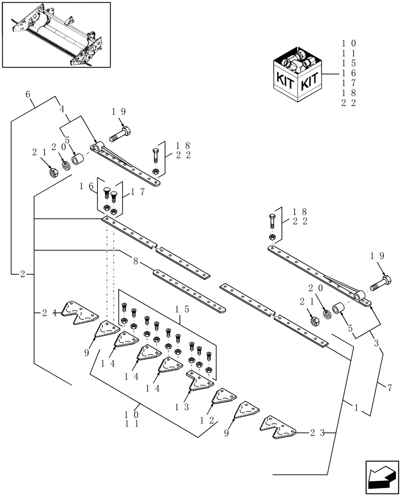 Схема запчастей Case IH HDX162 - (20.14.02[2]) - OSR KNIVES WITH BIG TOOTH KNIFE SECTIONS-10 SERRATIONS PER INCH (58) - ATTACHMENTS/HEADERS