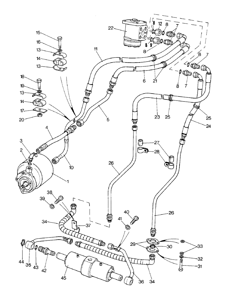 Схема запчастей Case IH 1690 - (H04-1) - STEERING SYSTEM - TRANSVERSE CYLINDER, HIGH PLATFORM, CAB MODEL (13) - STEERING SYSTEM