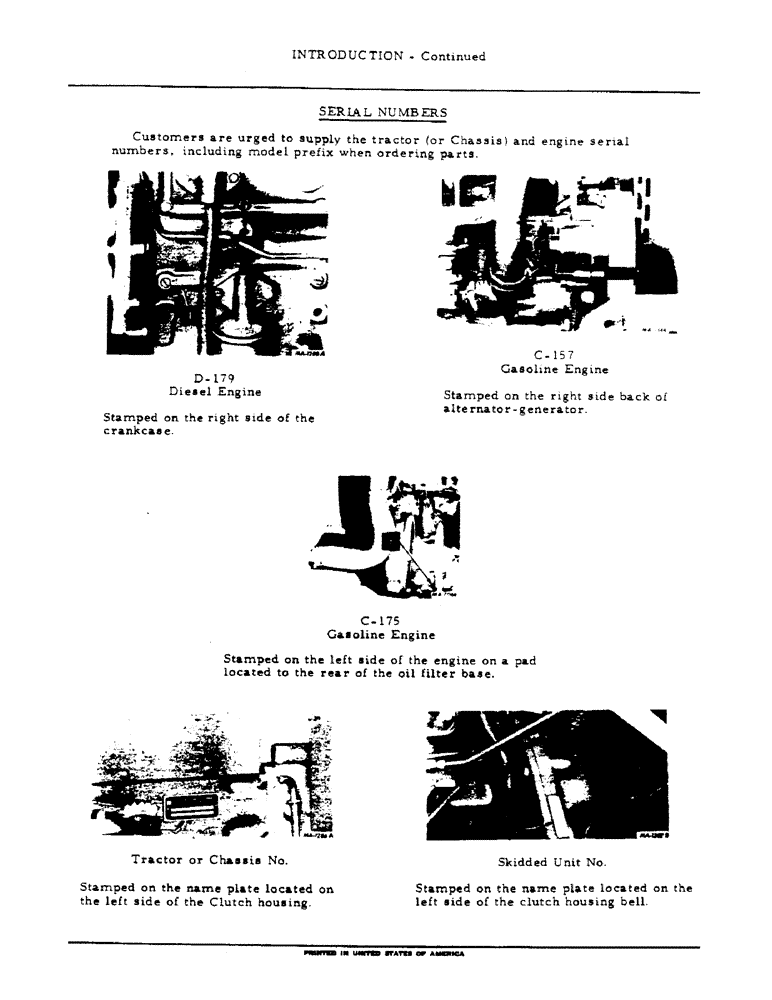Схема запчастей Case IH 2400 - (01-11) - INTRODUCTION - SERIAL NUMBER LOCATIONS (00) - GENERAL