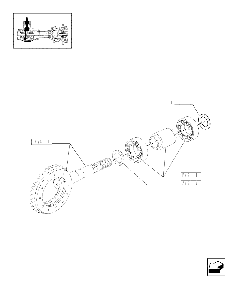 Схема запчастей Case IH JX1060C - (1.40.0/06[03]) - 4WD FRONT AXLE - BEVEL GEAR/PINION SET (04) - FRONT AXLE & STEERING