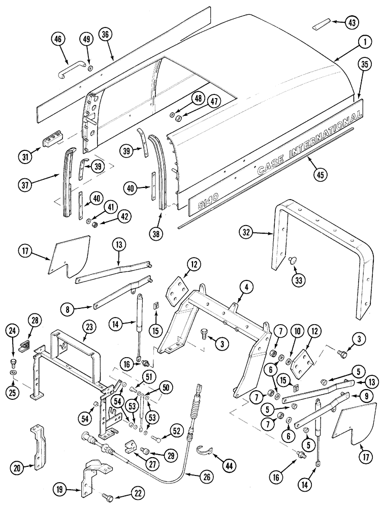 Схема запчастей Case IH 5140 - (9-050) - HOOD SHEET AND RELATED PARTS, 5140 (09) - CHASSIS/ATTACHMENTS