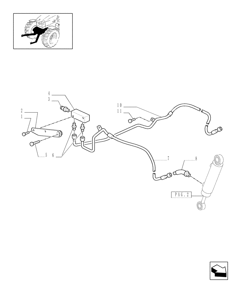 Схема запчастей Case IH JX1070C - (1.81.9/01[04]) - (VAR.839) FRONT PTO LIFT FOR EDC (07) - HYDRAULIC SYSTEM