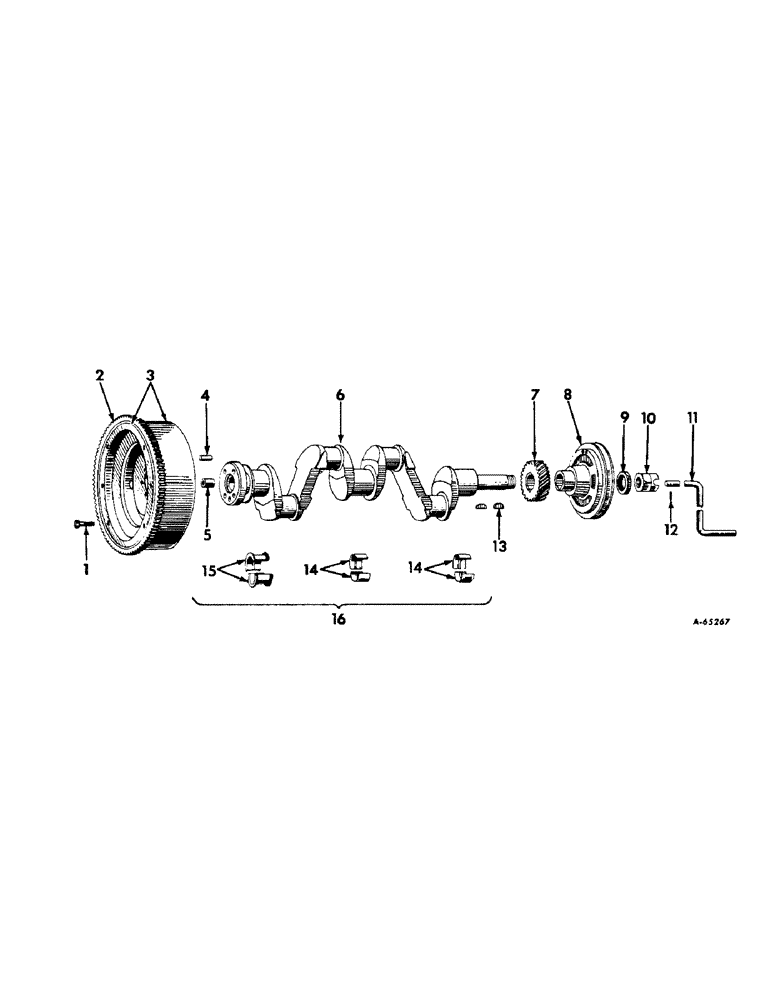 Схема запчастей Case IH 404 - (015) - CARBURETED ENGINE, CRANKSHAFT, FLYWHEEL AND BEARINGS (01) - ENGINE