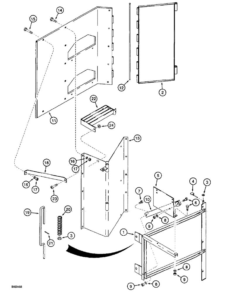 Схема запчастей Case IH 2022 - (9F-12) - LEFT-HAND SIDE WHEEL SHIELDS AND STEPS, 2022 COTTON PICKER, USED WITH ROD PANEL LATCH (12) - CHASSIS