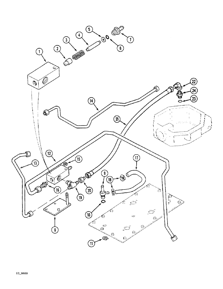 Схема запчастей Case IH 4240 - (8-16) - REGULATOR VALVE AND CONNECTIONS, CREEP, WITHOUT CAB (08) - HYDRAULICS