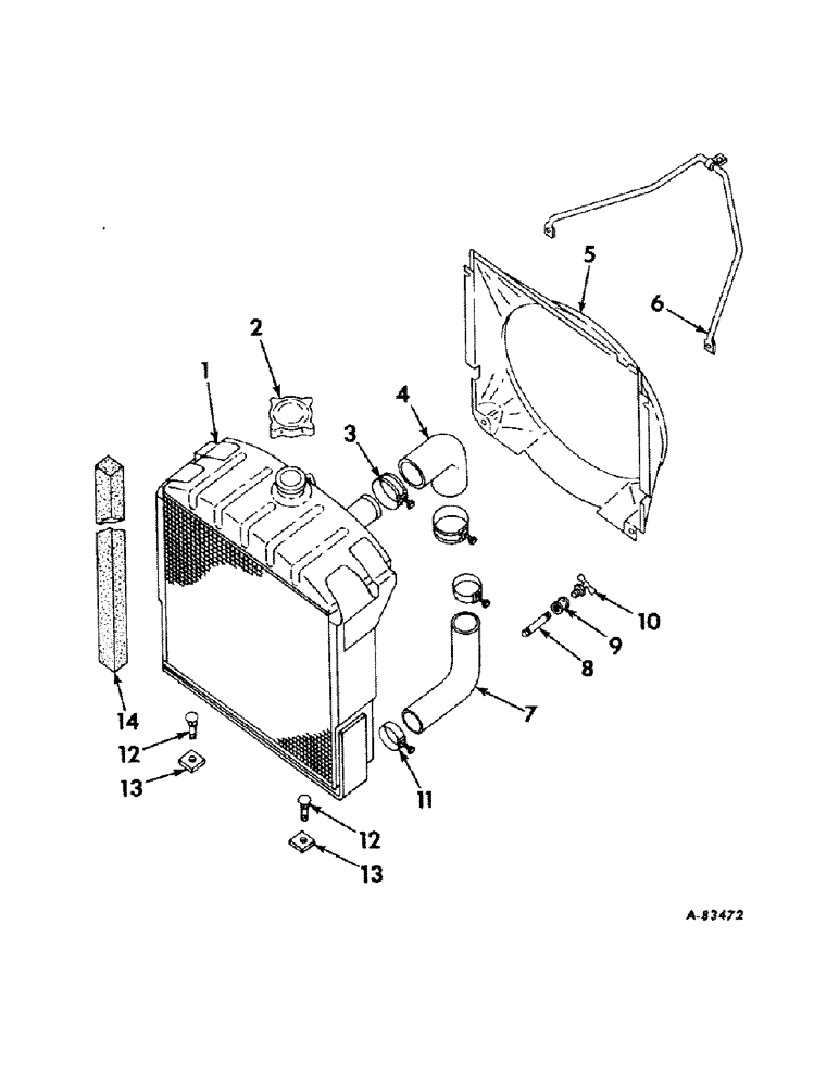 Схема запчастей Case IH 424 - (044) - COOLING SYSTEM, RADIATOR AND CONNECTIONS, DIESEL ENGINE TRACTORS COOLING SYSTEM