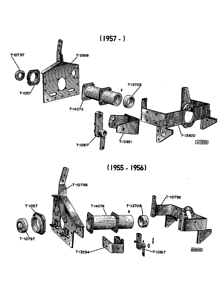 Схема запчастей Case IH T-SERIES - (06[1]) - FRAME SHEET, TURNOVER CYLINDER AND YOKE, 1955 TO 1956 