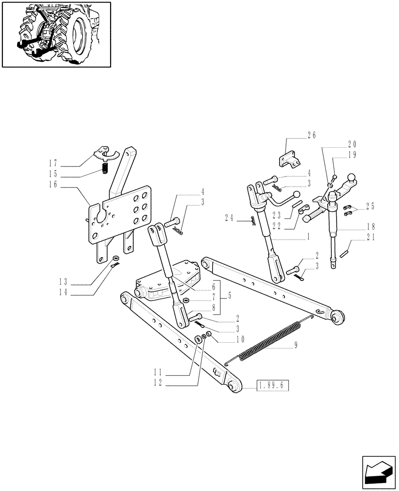 Схема запчастей Case IH JX80 - (1.89.6[01]) - IMPLEMENT ATTACHMENT DEVICE - LIFT ARMS (09) - IMPLEMENT LIFT