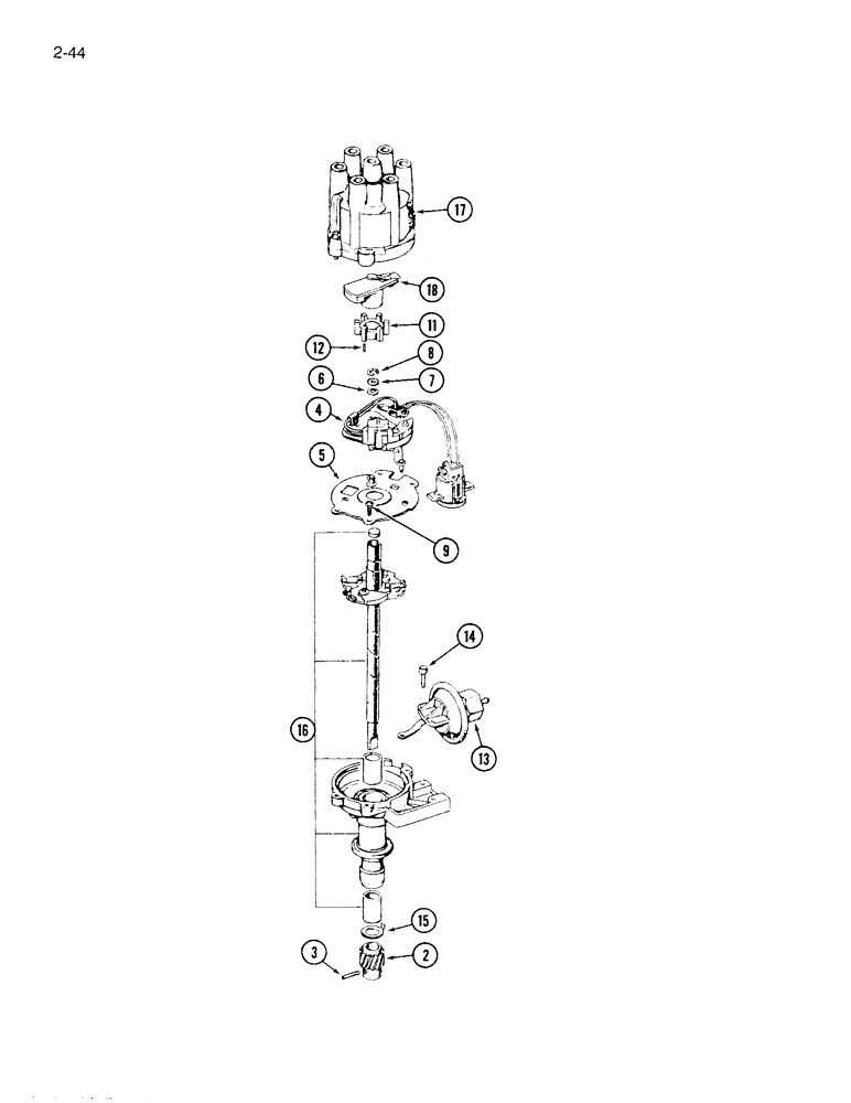 Схема запчастей Case IH 4000 - (2-44) - DISTRIBUTOR ASSEMBLY, C-232 AND C-258 GAS ENGINE (02) - ENGINE