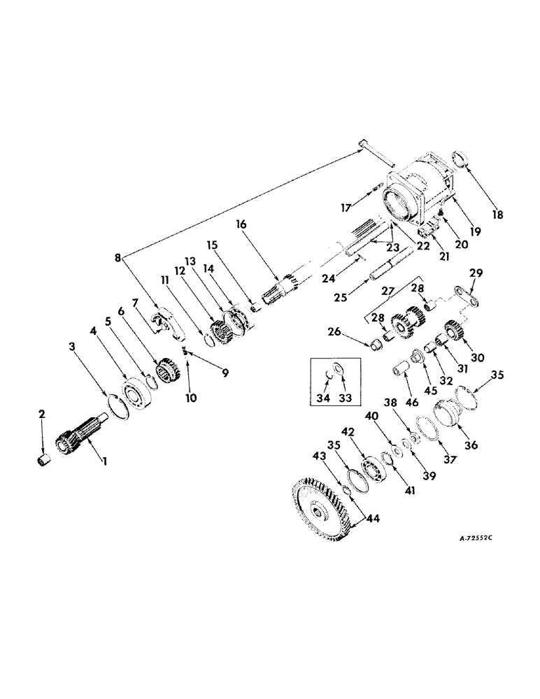 Схема запчастей Case IH 2424 - (091) - REAR FRAME AND DRIVING MECHANISMS, FORWARD AND REVERSE TRANSMISSION, TRACTORS WITH SINGLE CLUTCH Rear Frame & Driving Mechanisms