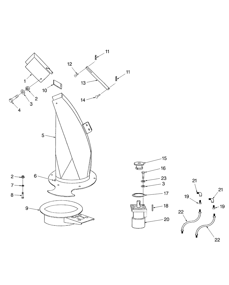 Схема запчастей Case IH 716B - (007) - 9.5" SPOUT HYDRAULIC ROTATOR AND MANUAL FLIPPER, 60" 