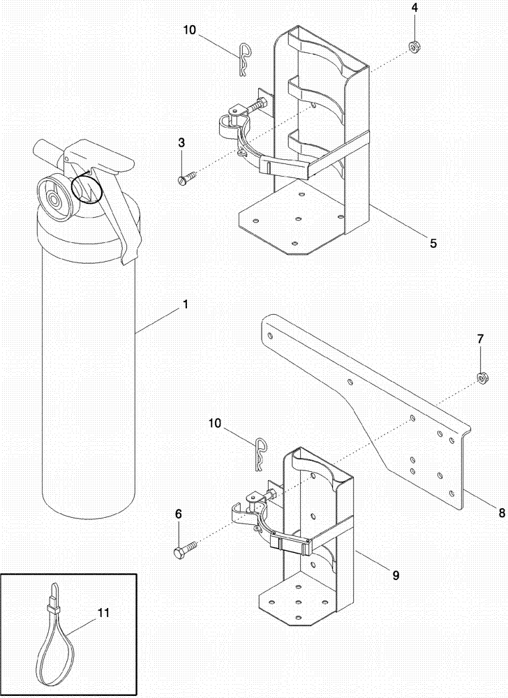 Схема запчастей Case IH 620 - (09E-22A) - FIRE EXTINGUISHER (10) - CAB & AIR CONDITIONING