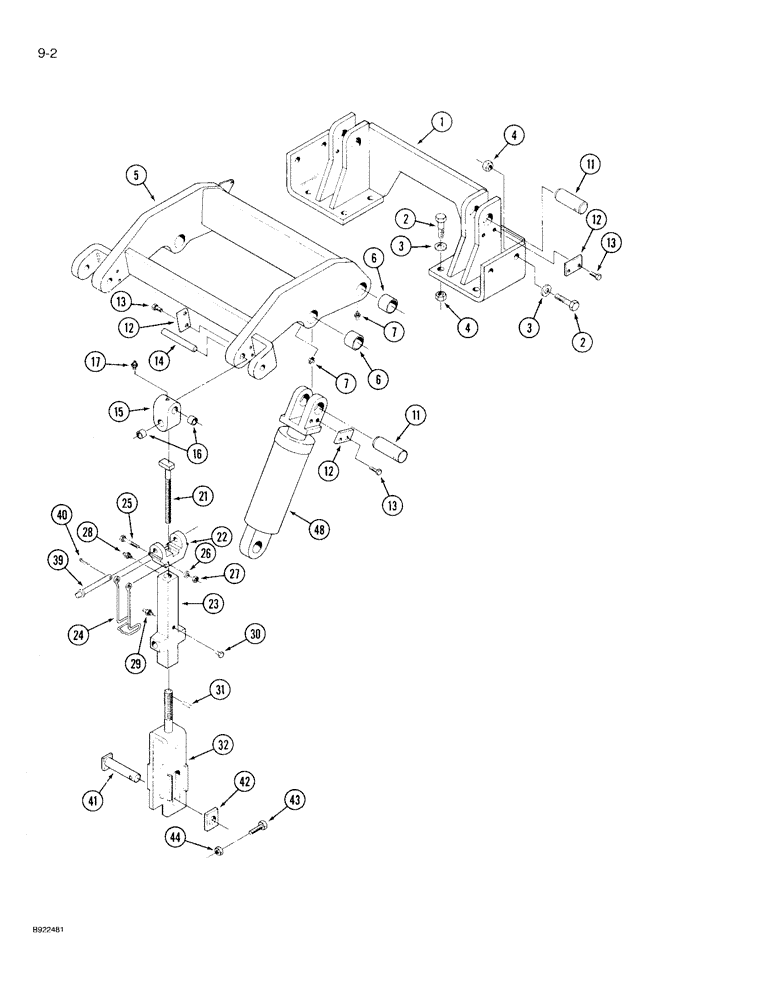 Схема запчастей Case IH 9210 - (9-002) - HITCH ROCKERSHAFT, PRIOR TO P.I.N. JCB0028400 (09) - CHASSIS/ATTACHMENTS