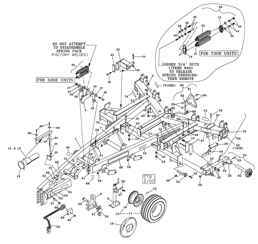 Схема запчастей Case IH 730B - (39.100.01) - MAIN FRAME ASSEMBLY (09) - CHASSIS/ATTACHMENTS