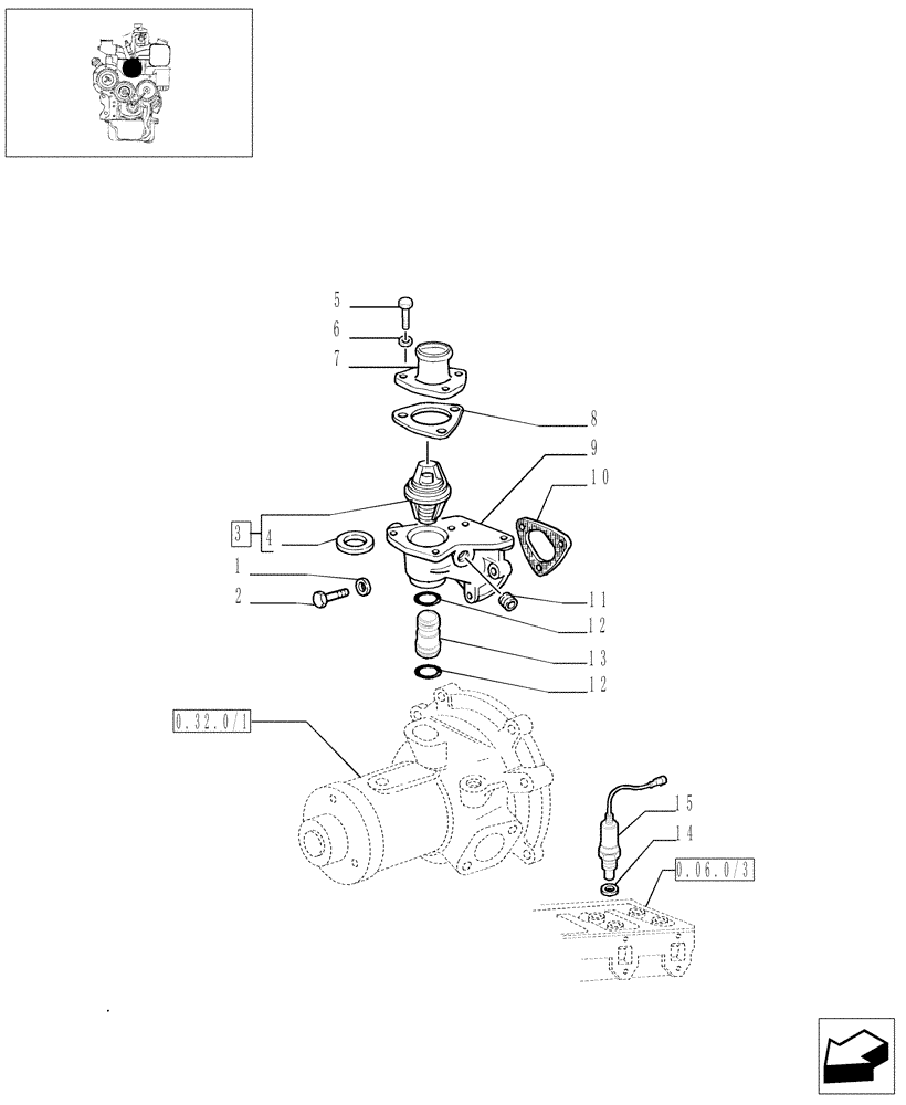 Схема запчастей Case IH JX90 - (0.32.6/01) - THERMOSTAT AND RELATED PARTS (01) - ENGINE