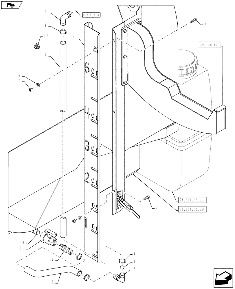 Схема запчастей Case IH 810 - (78.110.12.BA) - PRODUCT TANK SIGHT GAUGE (78) - SPRAYING