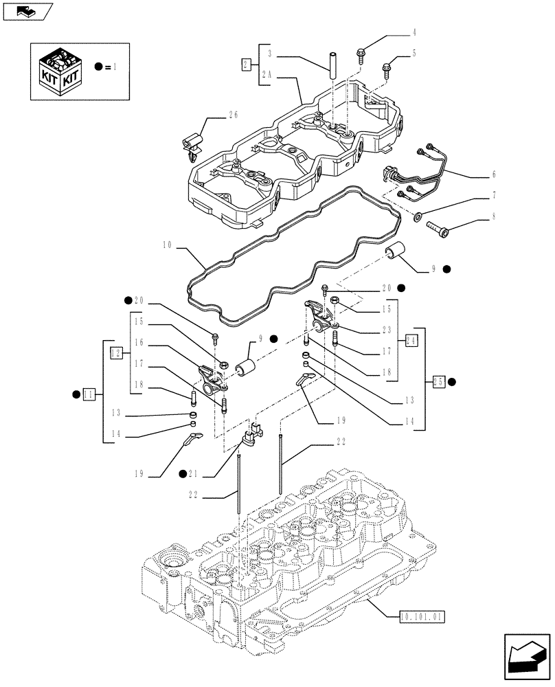 Схема запчастей Case IH F4DFE413B A002 - (10.106.02) - ROCKER SHAFT (2854376) (10) - ENGINE