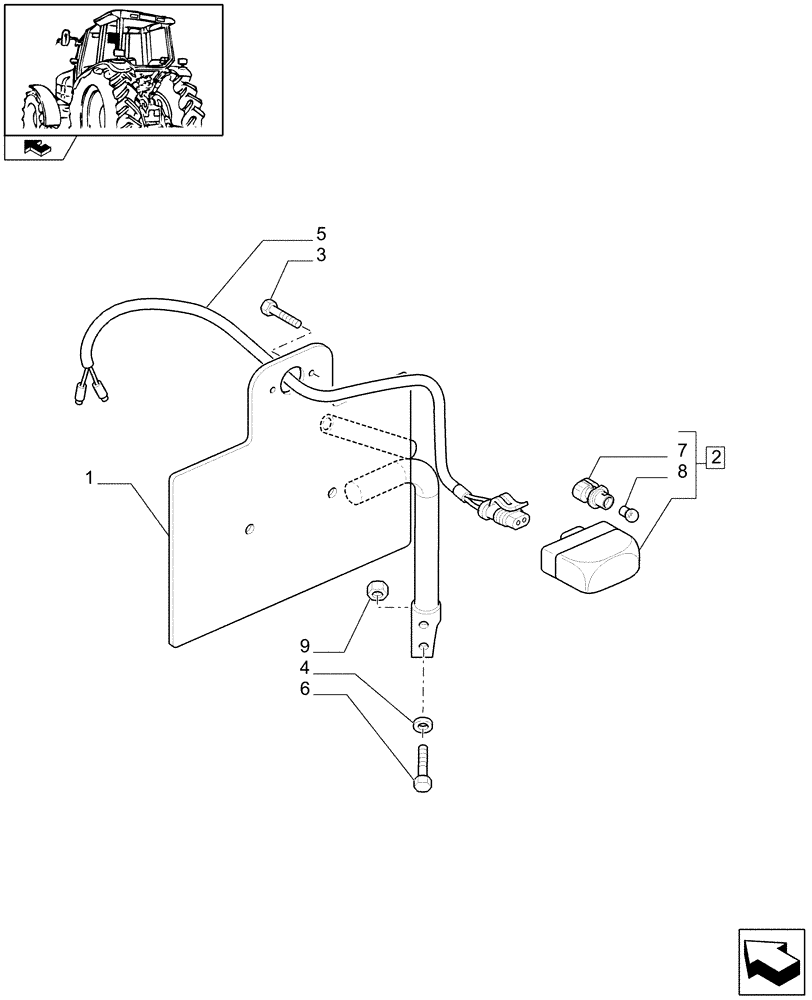 Схема запчастей Case IH PUMA 180 - (1.75.6/02) - (VAR.965) LICENSE PLATE LAMP & SUPPORT, MOUNTING ON FENDER (06) - ELECTRICAL SYSTEMS