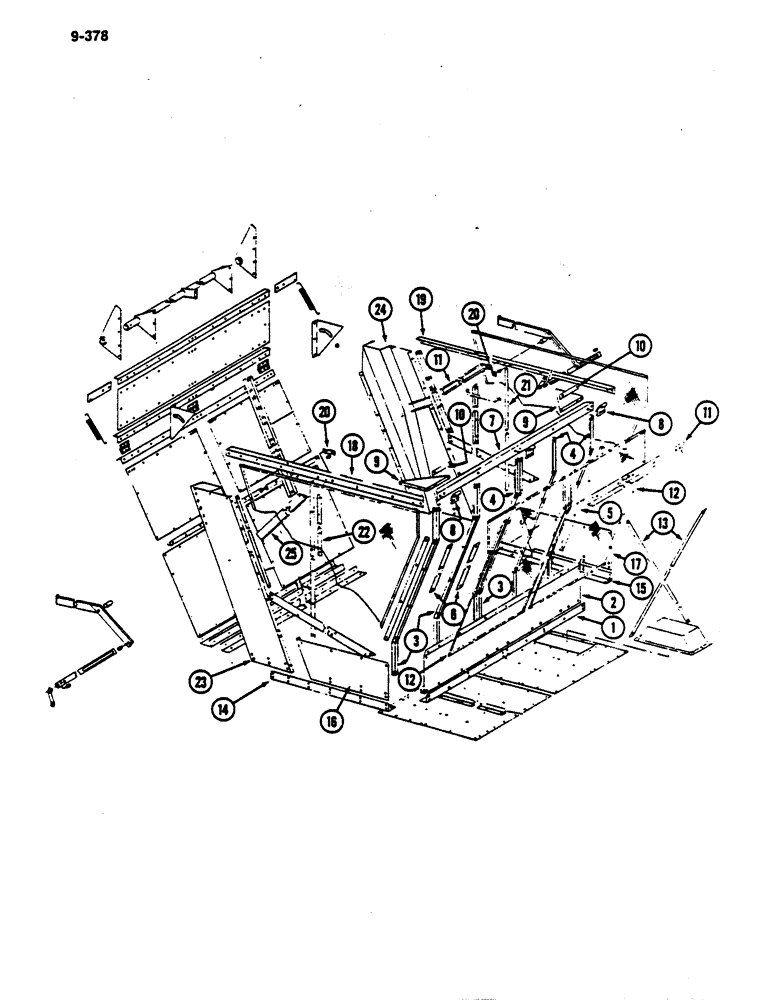 Схема запчастей Case IH 782 - (9-378) - BASKET, LOW DRUM P.I.N. 682 AND AFTER, HIGH DRUM P.I.N. 2125 AND AFTER (09) - CHASSIS ATTACHMENTS