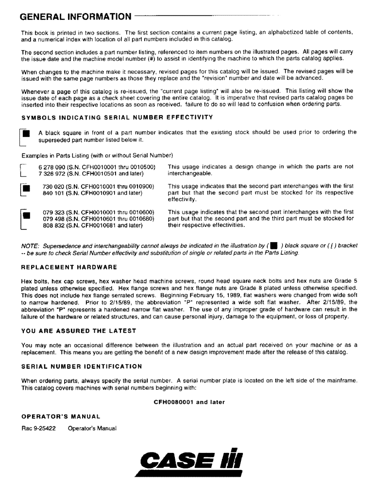 Схема запчастей Case IH 8850 - (1-01) - GENERAL INFORMATION (00) - GENERAL & PICTORIAL INDEX