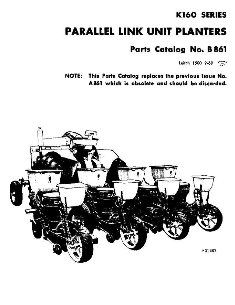Схема запчастей Case IH K160 - (01A) - PARALLEL LINK UNIT PLANTERS 