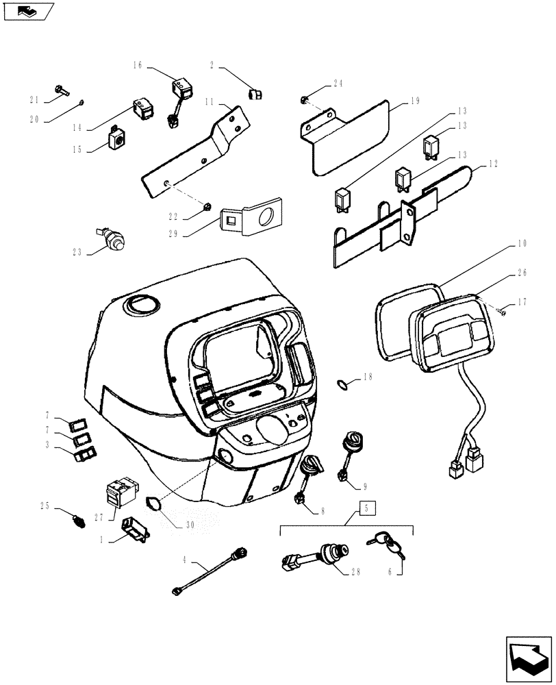 Схема запчастей Case IH FARMALL 65A - (55.418.01) - DASHBOARD - ELECTRICAL COMPONENTS (55) - ELECTRICAL SYSTEMS